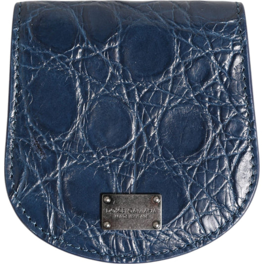 Dolce & Gabbana Blue Exotic Skin Coin Condom Case Holder Pocket Wallet SMY10706