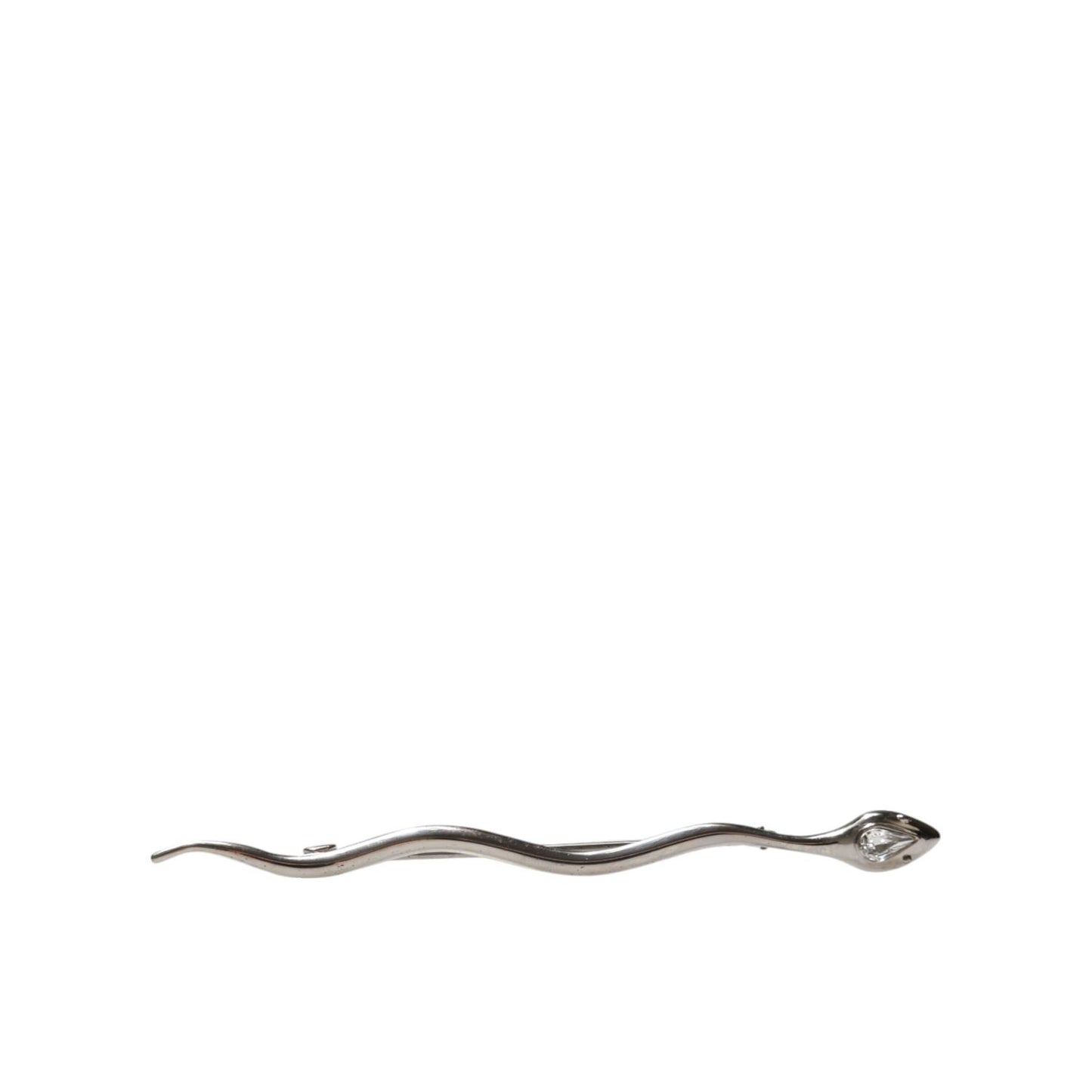 Dolce & Gabbana Silver Brass Crystal Spilla Serpente Mens Brooch Pin