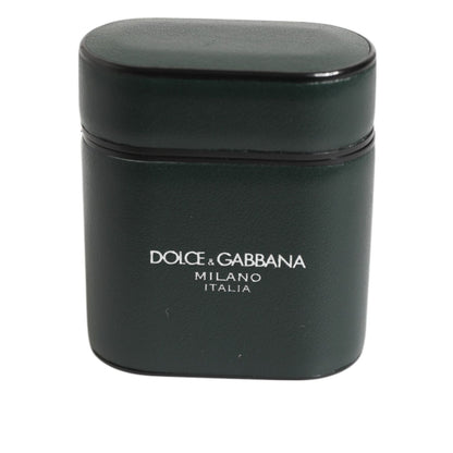 Dolce & Gabbana Black Leather Logo Print Flip Holder Men Airpods Case