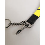 Dolce & Gabbana Yellow Logo Nylon Silver Brass Holder Keychain Keyring SMY11123