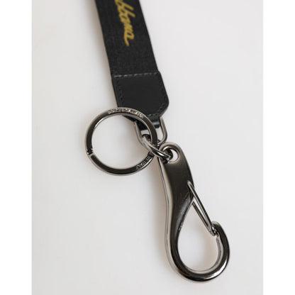 Dolce & Gabbana Black Yellow Polyester DG Logo Silver Keychain Keyring