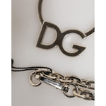Dolce & Gabbana Silver Tone Brass Chain DG Logo Pendant Men Necklace SMY11218