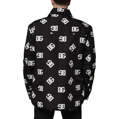 Dolce & Gabbana Black DG Monogram Nylon Windbreaker Jacket