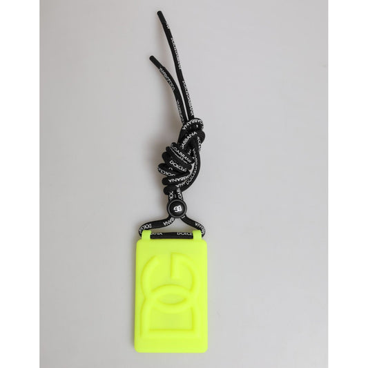 Dolce & Gabbana Yellow Green Rubber DG Embossed Adjustable Badge Holder SMY11237