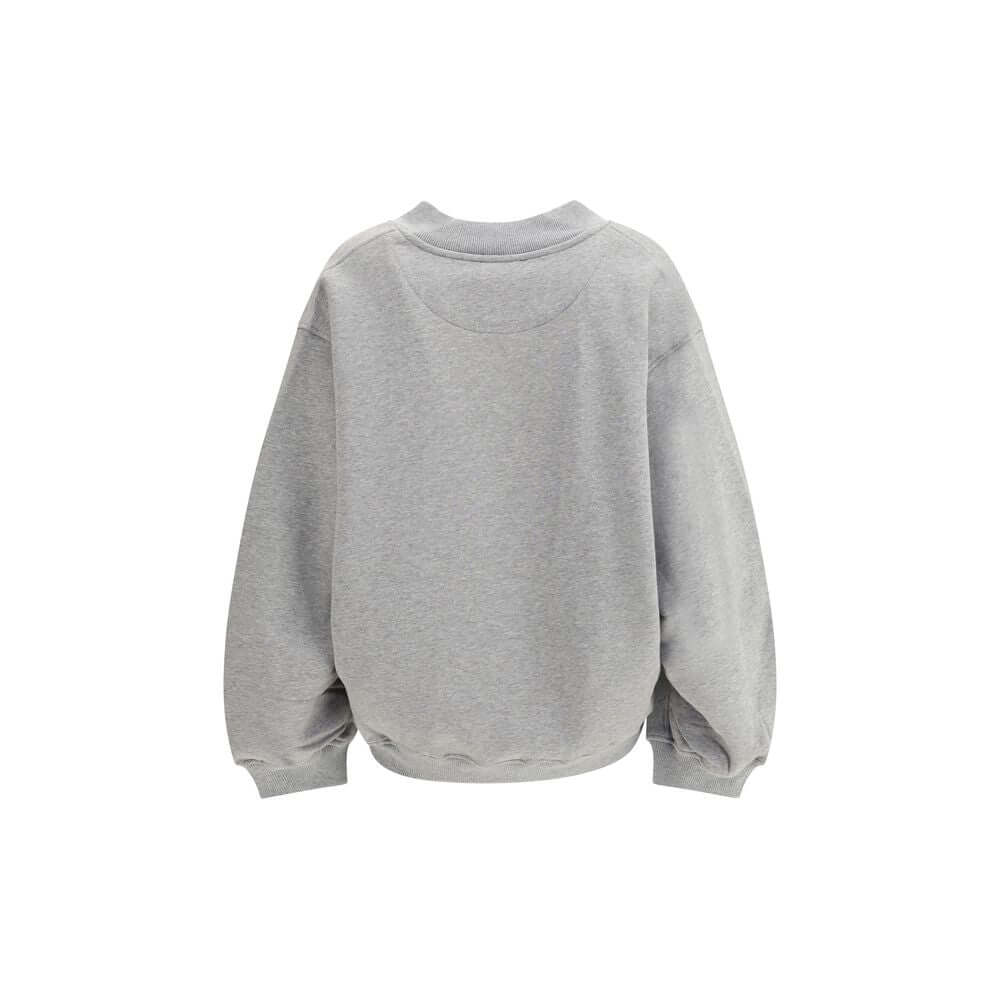 Back view of The Attico Gray Cotton Sweatshirt showcasing its oversized fit and gauzy fleece fabric in faded grey melange.