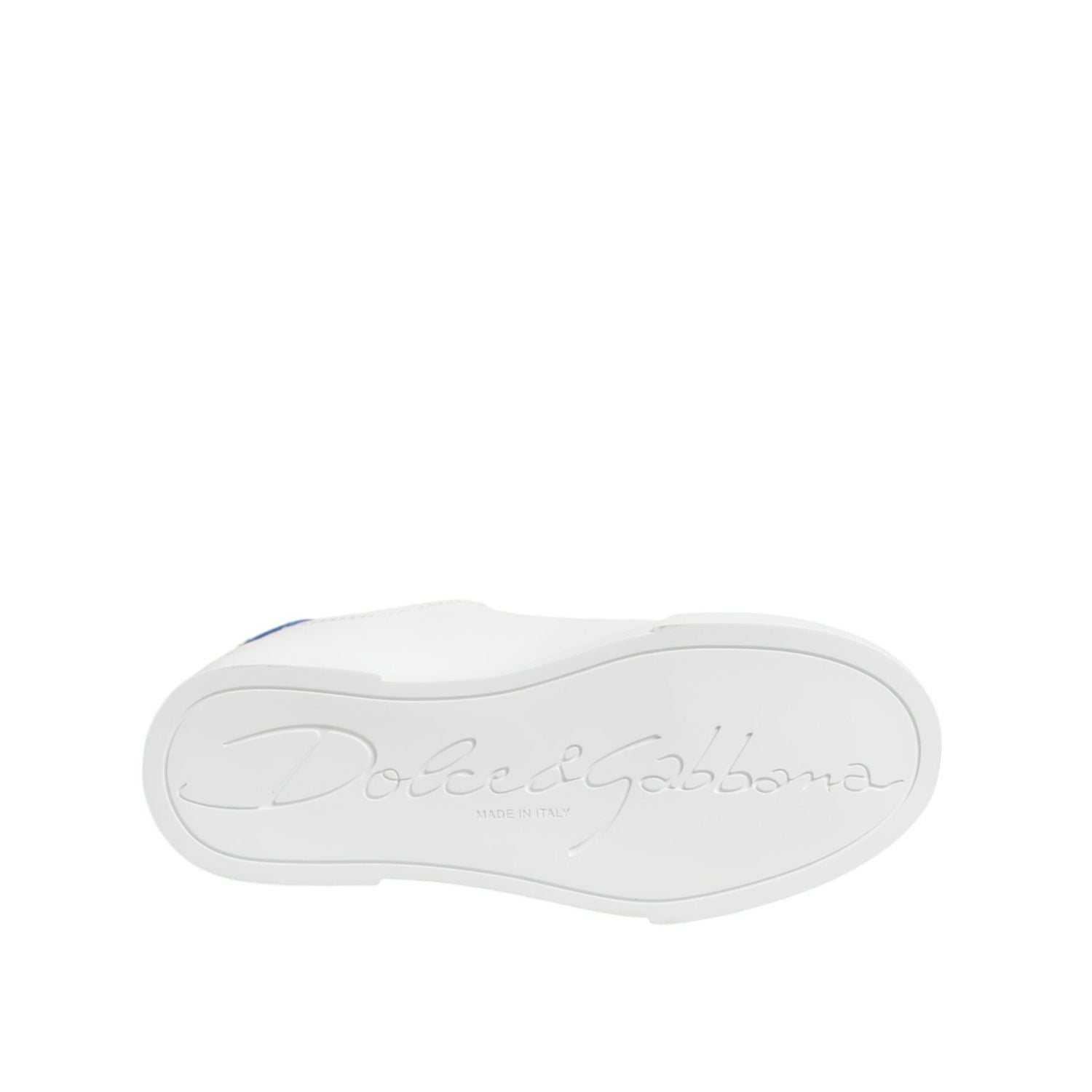 Dolce & Gabbana White Blue Leather Low Top Sneakers Shoes