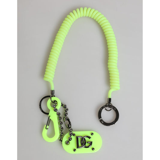 Dolce & Gabbana Green Springy Key Holder DG Logo Men's Keychain Keyring