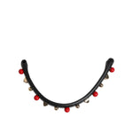 Dolce & Gabbana Black Embellished Leather Bag Handle Women Shoulder Strap accessory with red and gold embellishments.