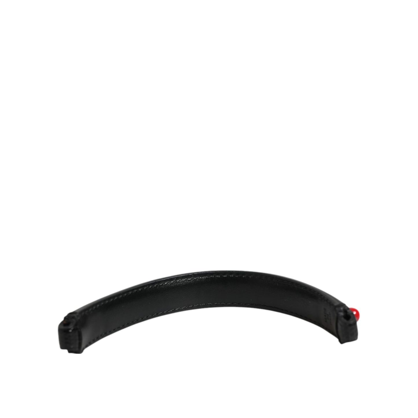 Dolce & Gabbana Black Embellished Leather Bag Handle Women Shoulder Strap 19cm Italian calf leather accessory with logo details