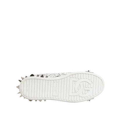 Dolce & Gabbana White Portofino Studded Men Sneakers Shoes