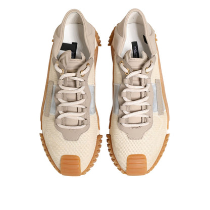 Dolce & Gabbana Beige Lace Up Low Top NS1 Men Sneakers Shoes
