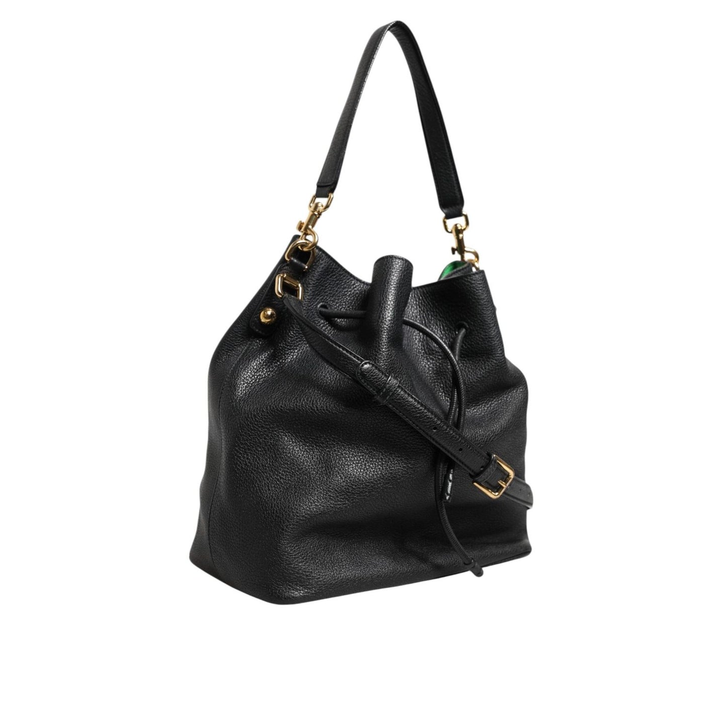 Dolce & Gabbana Black Leather Shoulder Crossbody Bucket Women Borse Bag BAG4493