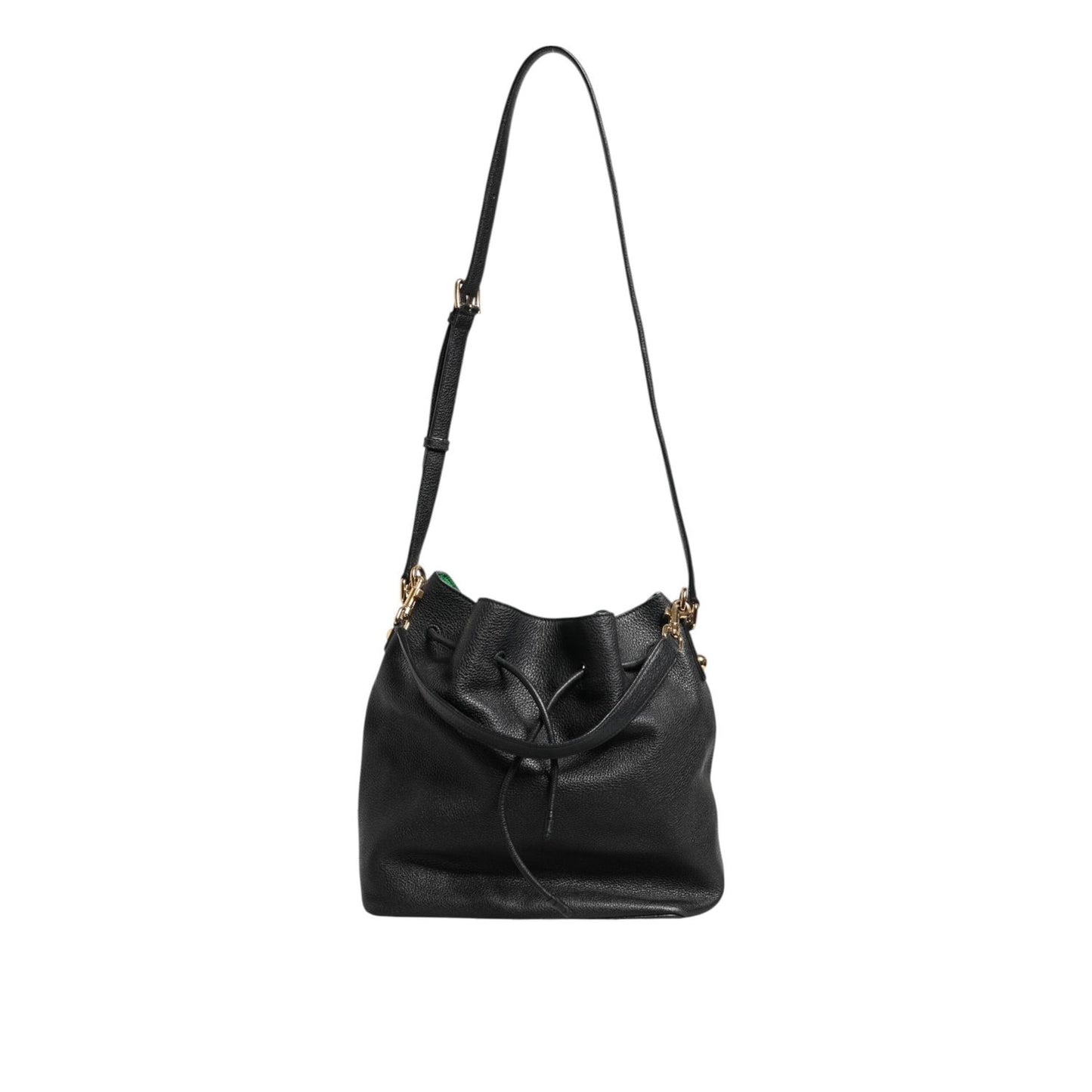 Dolce & Gabbana Black Leather Shoulder Crossbody Bucket Women Borse Bag BAG4493