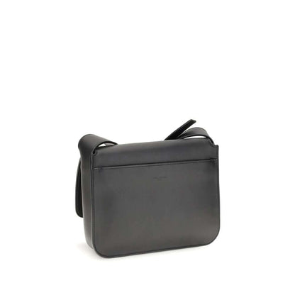 Saint Laurent Black Calf Leather Bos Taurus Shoulder Bag back view with adjustable strap and sleek design.