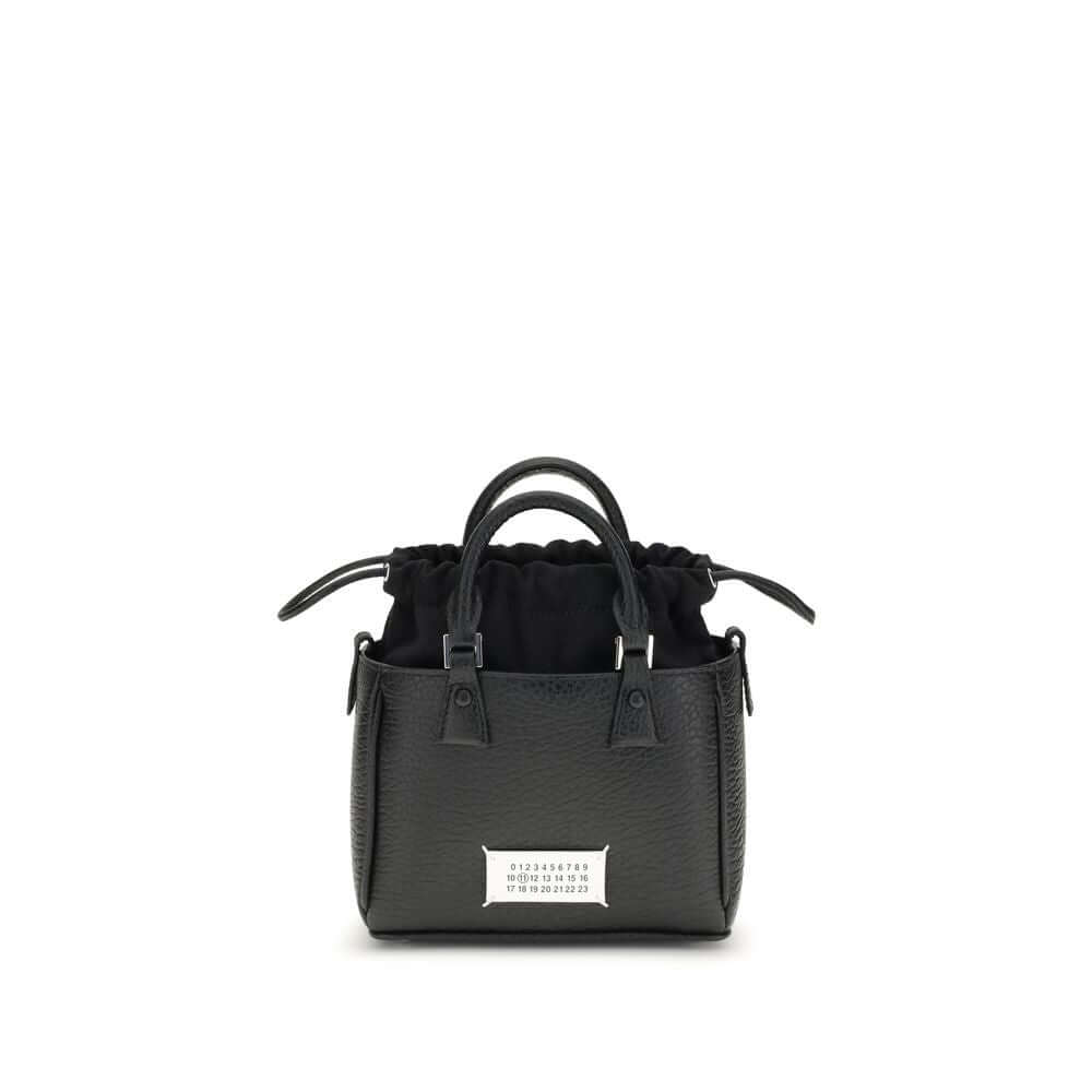 Margiela Black Calf Leather Bos Taurus Shoulder Bag with logo label and hand-painted edges for AW25.