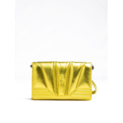 Ferrari Metal Yellow GT patent leather bag with chain