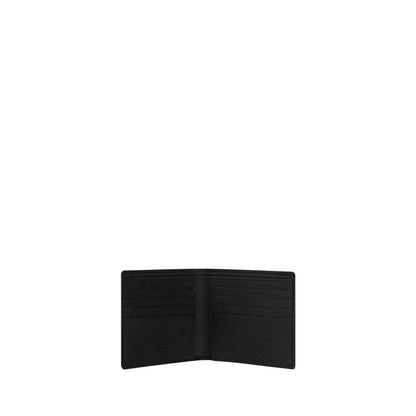 Saint Laurent Black Calf Leather Bos Taurus Wallet with grained leather, card slots, bill compartment, and brand signature visible.