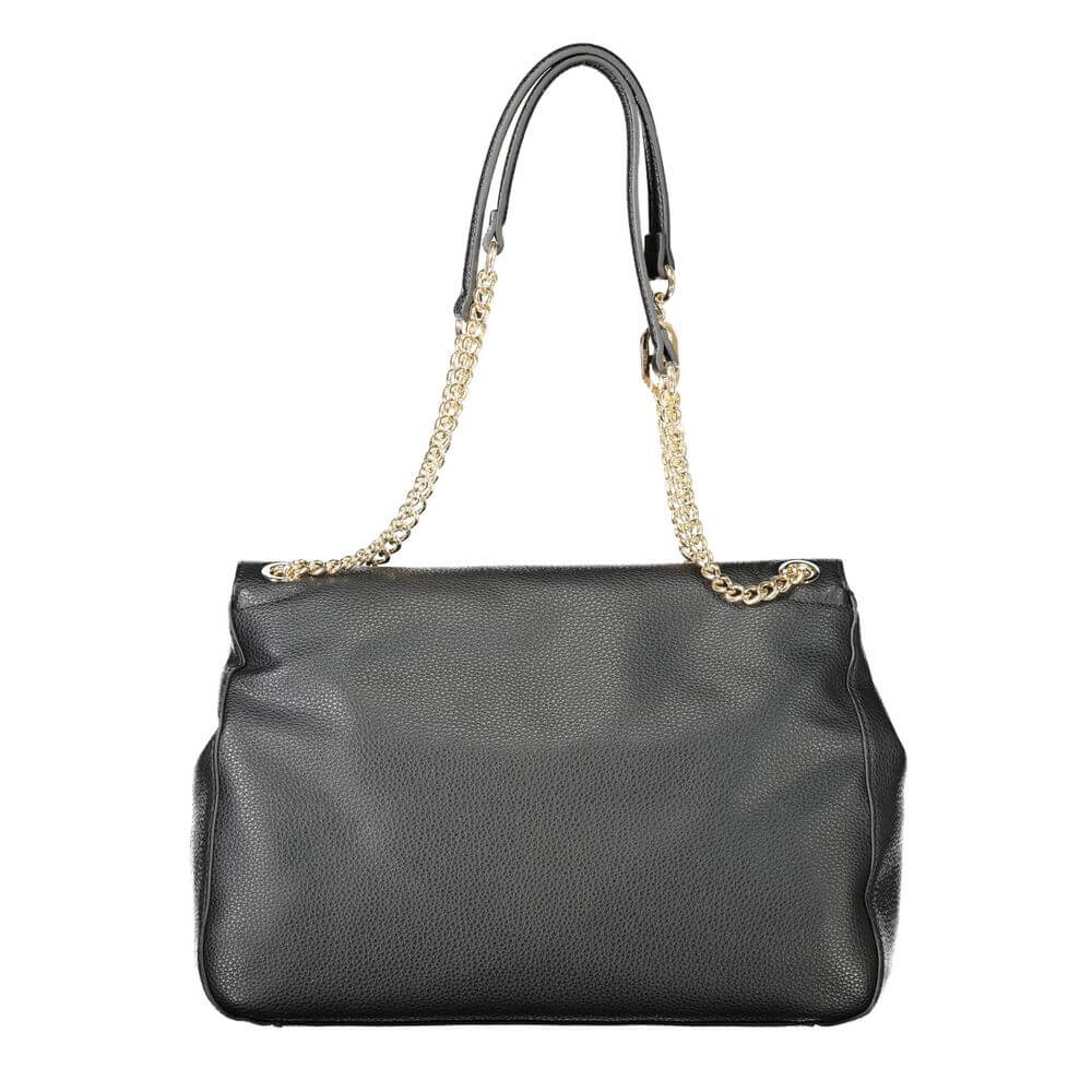 Twinset Black Polyethylene Women Handbag with chain handles and snap closure showcasing modern luxury.
