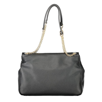 Twinset Black Polyethylene Women Handbag with chain handles and snap closure showcasing modern luxury.