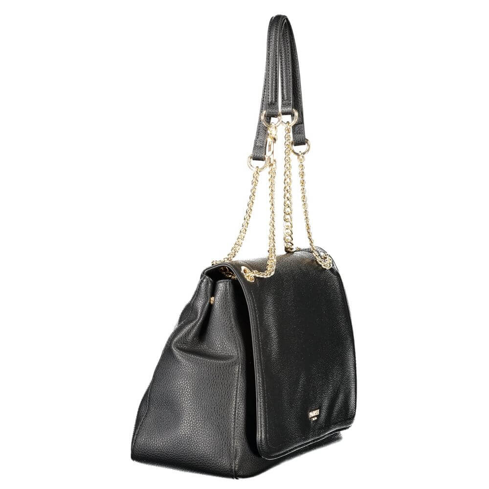Twinset Black Polyethylene Women Handbag with chain handles and snap closure