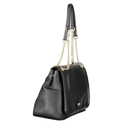Twinset Black Polyethylene Women Handbag with chain handles and snap closure