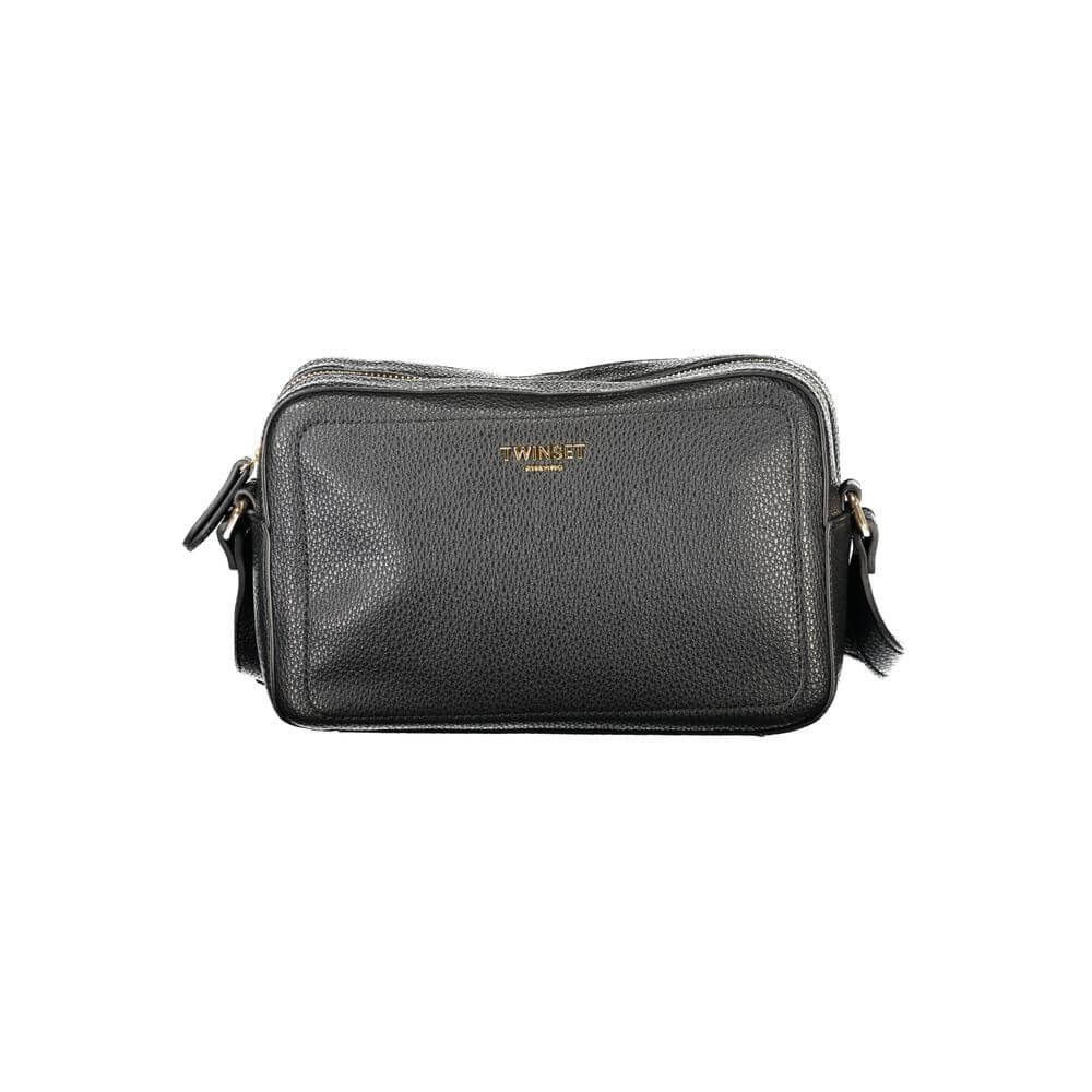 Twinset Black Polyethylene Women Handbag with adjustable shoulder strap.