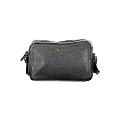 Twinset Black Polyethylene Women Handbag with adjustable shoulder strap.