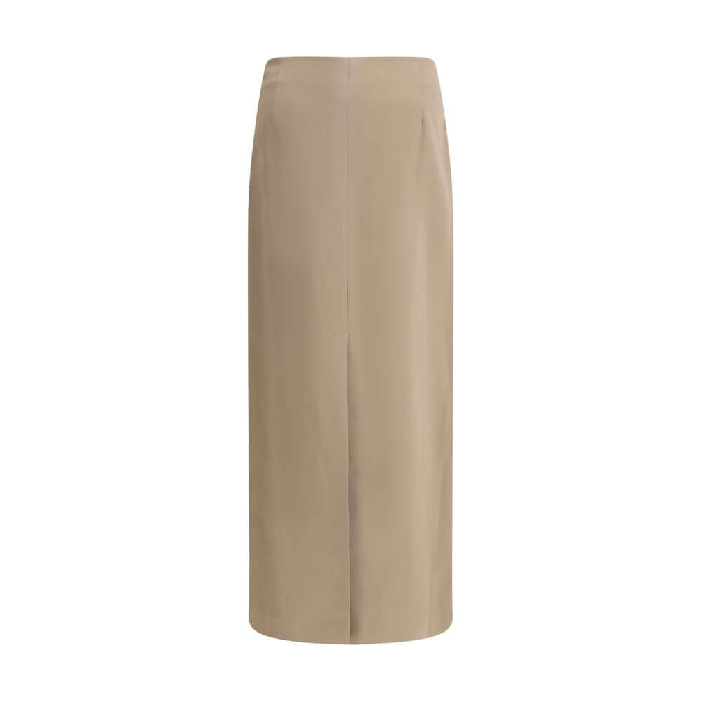 Brunello Cucinelli Gray Acetate Midi Skirt