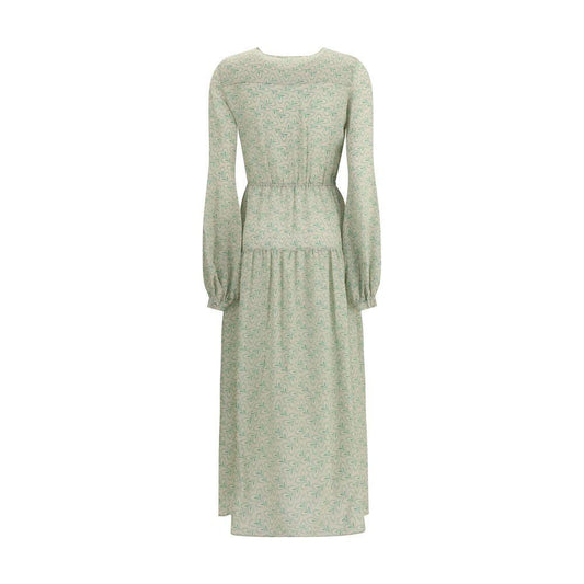Kristina Ti Silk long Dress with foliage print KR-KAL0094TI0293VE2-IT42 | L