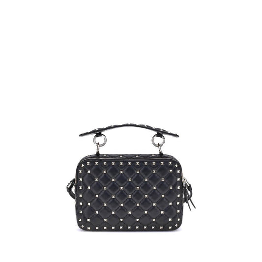 Valentino Garavani Black Lamb Ovis Aries Aries Shoulder Bag with quilted design and Rockstud embellishments.