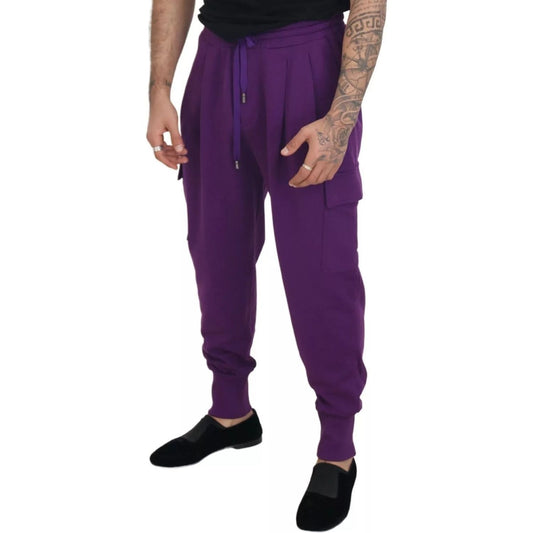 Dolce & Gabbana Purple Cotton Cargo Sweatpants Jogging Pants PAN74245-58
