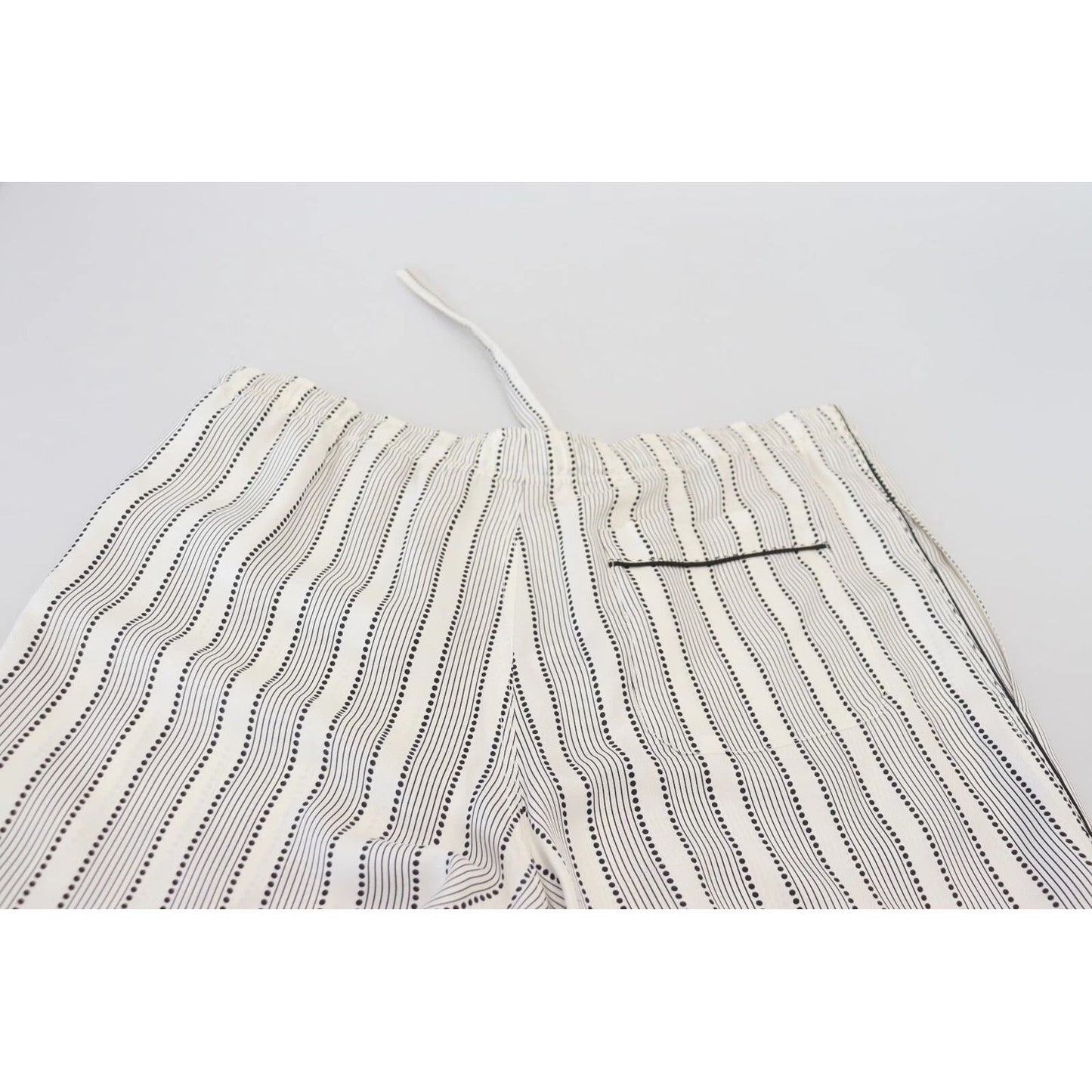 Dolce & Gabbana White Stripes Silk Lounge Trouser Pants PAN74248-48