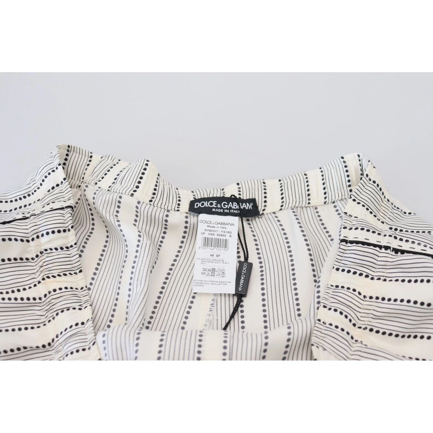 Dolce & Gabbana White Stripes Silk Lounge Trouser Pants