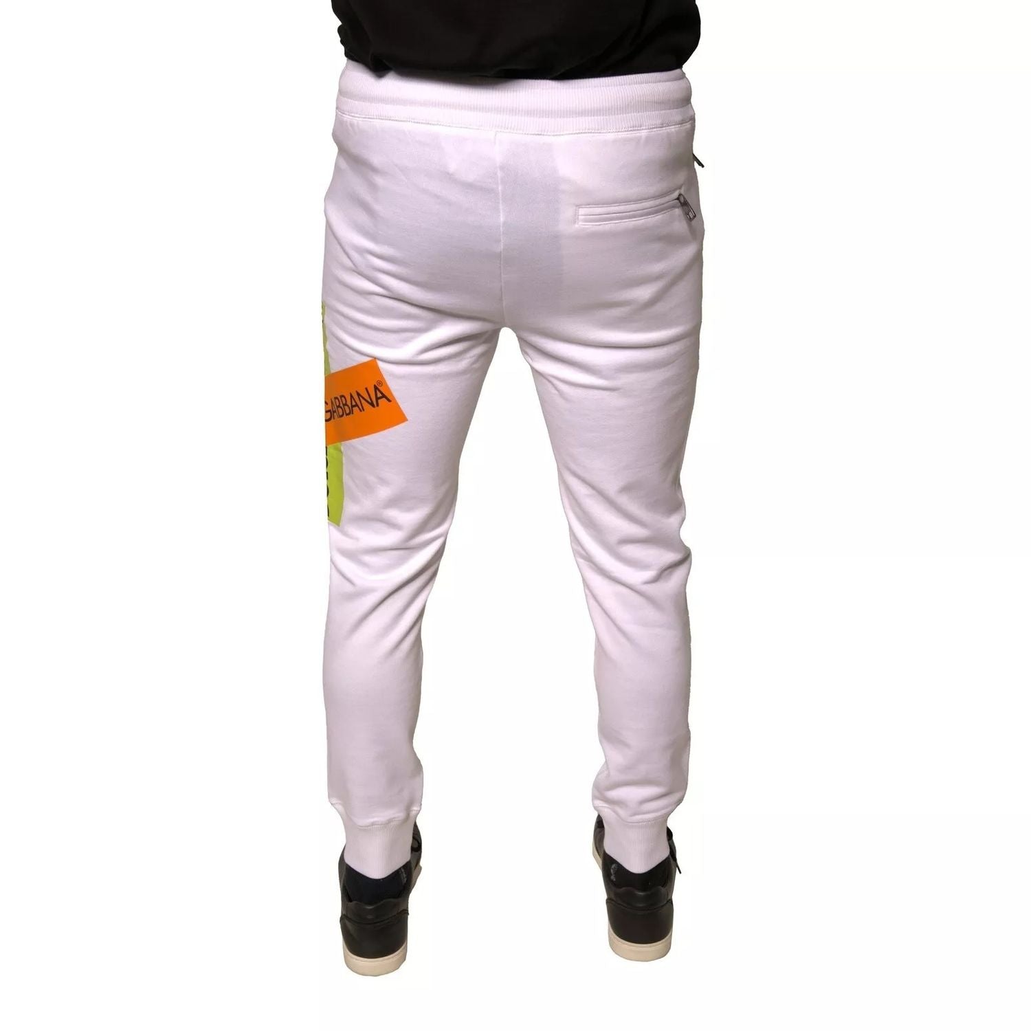 Dolce & Gabbana White Logo Tape Jogger Cotton Sweatpant Pants