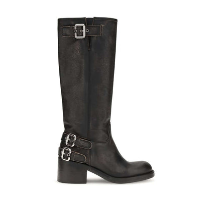 Chloé Black Calf Leather Bos Taurus Lace-Up Boots