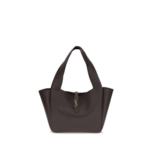 Saint Laurent Brown Lamb Ovis Aries Aries Shoulder Bag with Cassandre detail in grained leather.