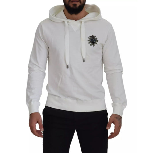 Dolce & Gabbana White Cotton Hooded Sweatshirt Sweater TSH7914-44