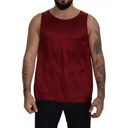 Dolce & Gabbana Red Round Neck Sleeveless Silk T-shirt