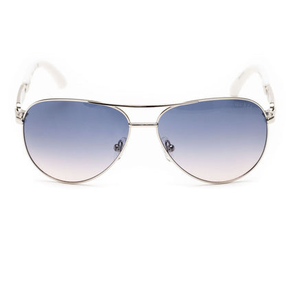 Guess Gray Metal Sunglasses for women, model GU7295, with blue gradient lenses, metal frame, size 60/14/135 mm.