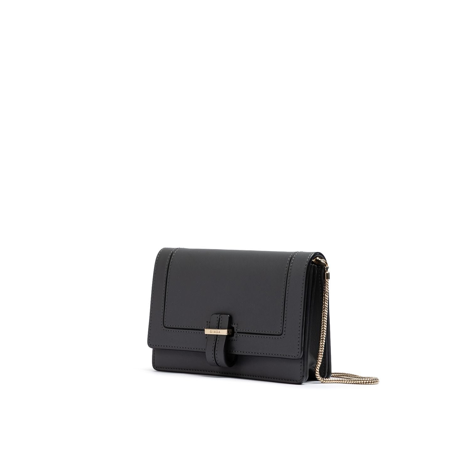 Giada Dark Grey Leather Clutch Bag