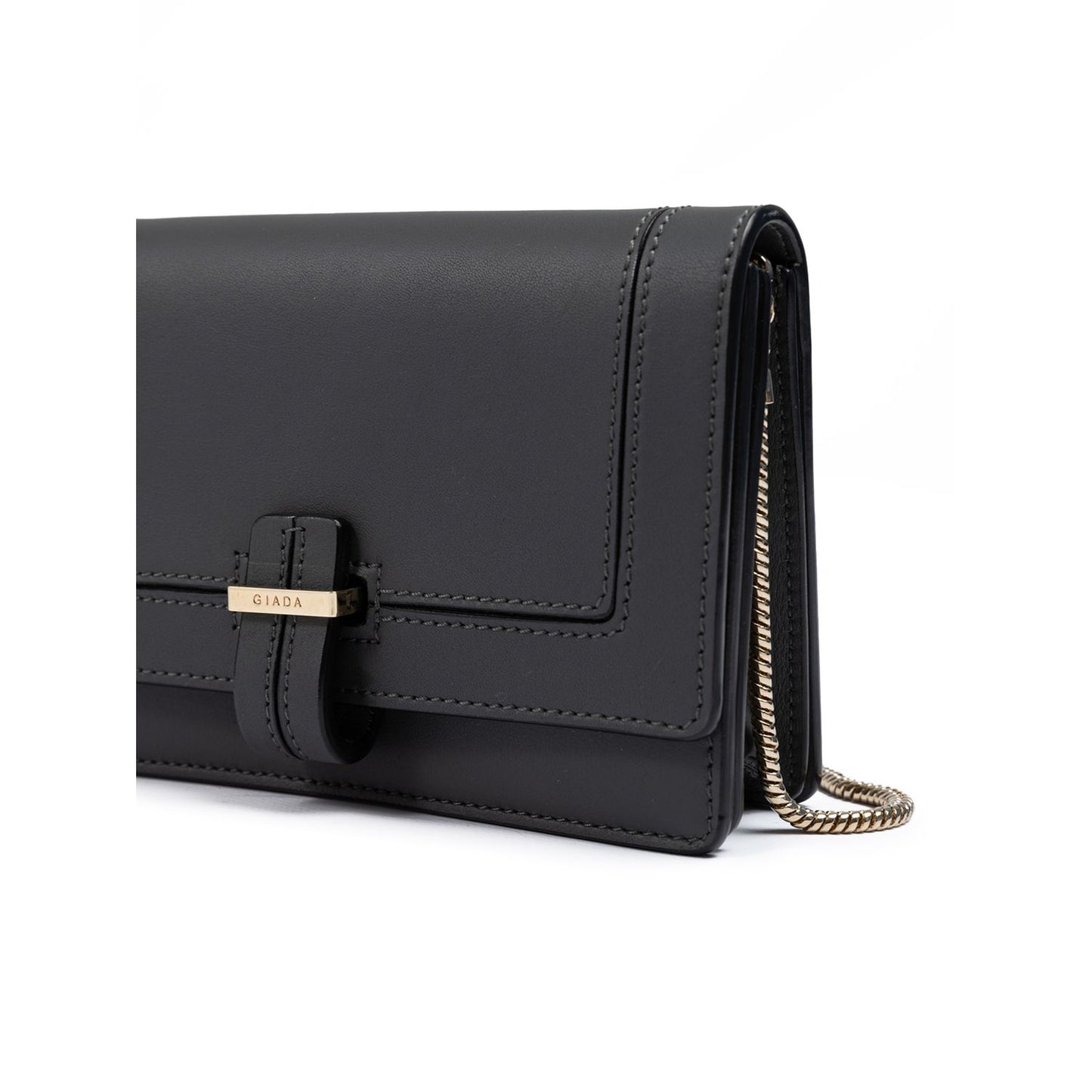 Giada Dark Grey Leather Clutch Bag