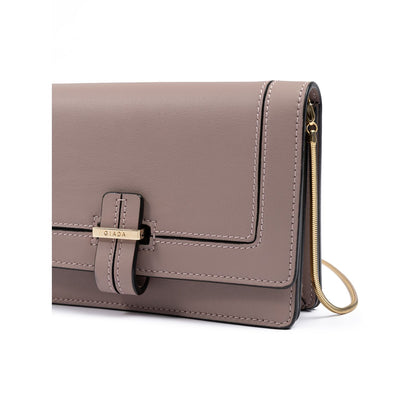 Giada Powder Pink Leather Clutch Bag