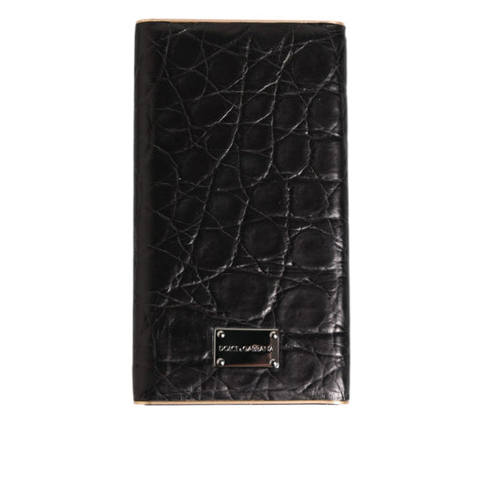 Dolce & Gabbana Black Leather Exotic Skin 3000mAh Power Bank Charger USB
