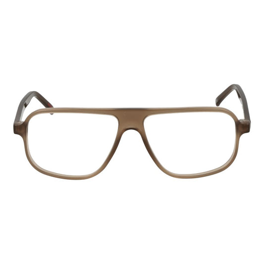 Andy Wolf Beige Unisex Glasses Frame, acetate full-rim aviator style for both men and women, includes branded case, no extra protection.