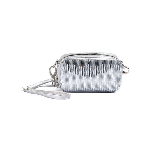Dsquared² Silver Paillettes and Leather Clutch Bag DS210825-7