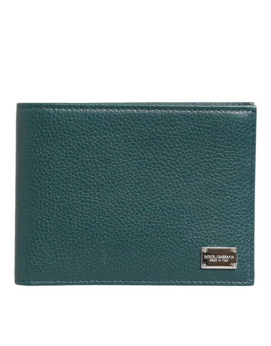 Dolce & Gabbana Green Leather DG Logo Engrave Men Bifold Card Holder Wallet