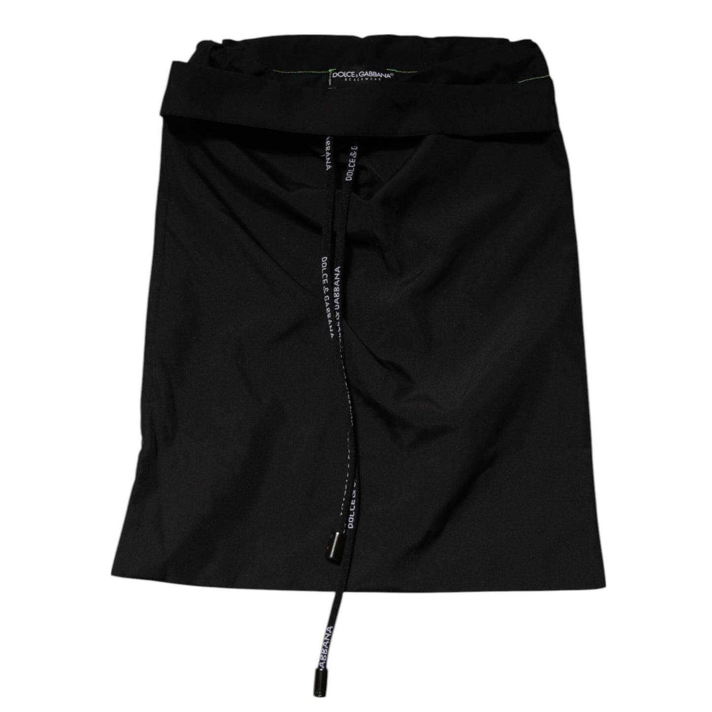 Dolce & Gabbana Black Green Logo Waistband Beachwear Short Swimwear