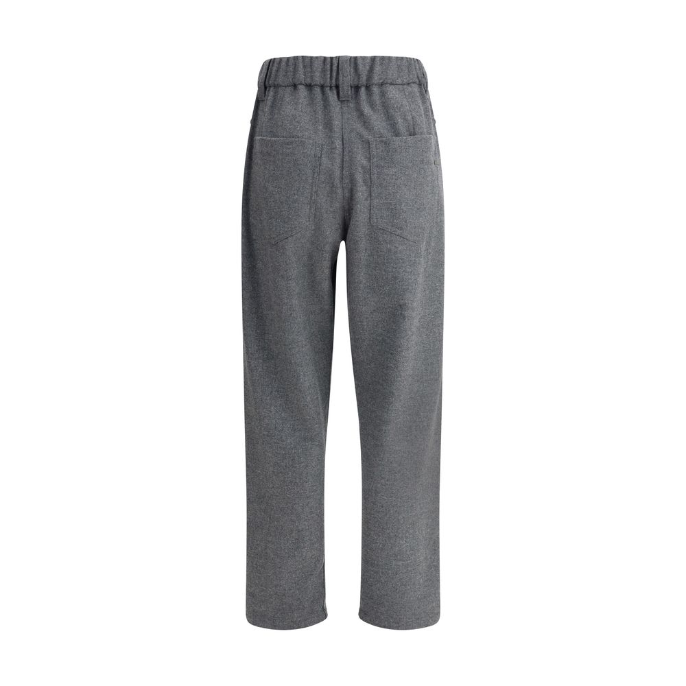 Brunello Cucinelli Gray Fleece Wool Casual Pants