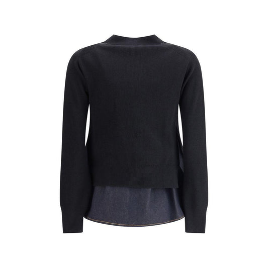 Sacai Cardigan with denim panel SA-2507968027-3