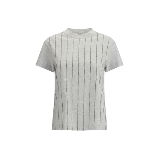 Brunello Cucinelli Striped T-Shirt with mini sequins BR-MPT81SO800C3657-L